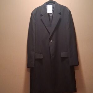 Theory Men's Black Wool Overcoat Xl